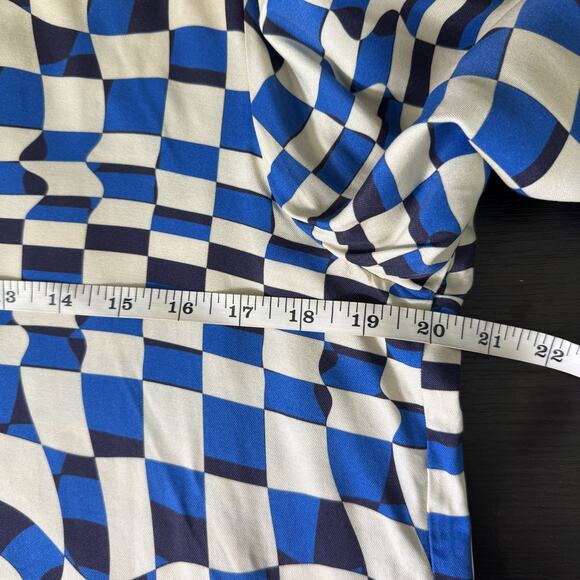 Vilagallo Shirt Womens Large Geometric Checker Top Long Sleeve Button Up Spain - Picture 11 of 13